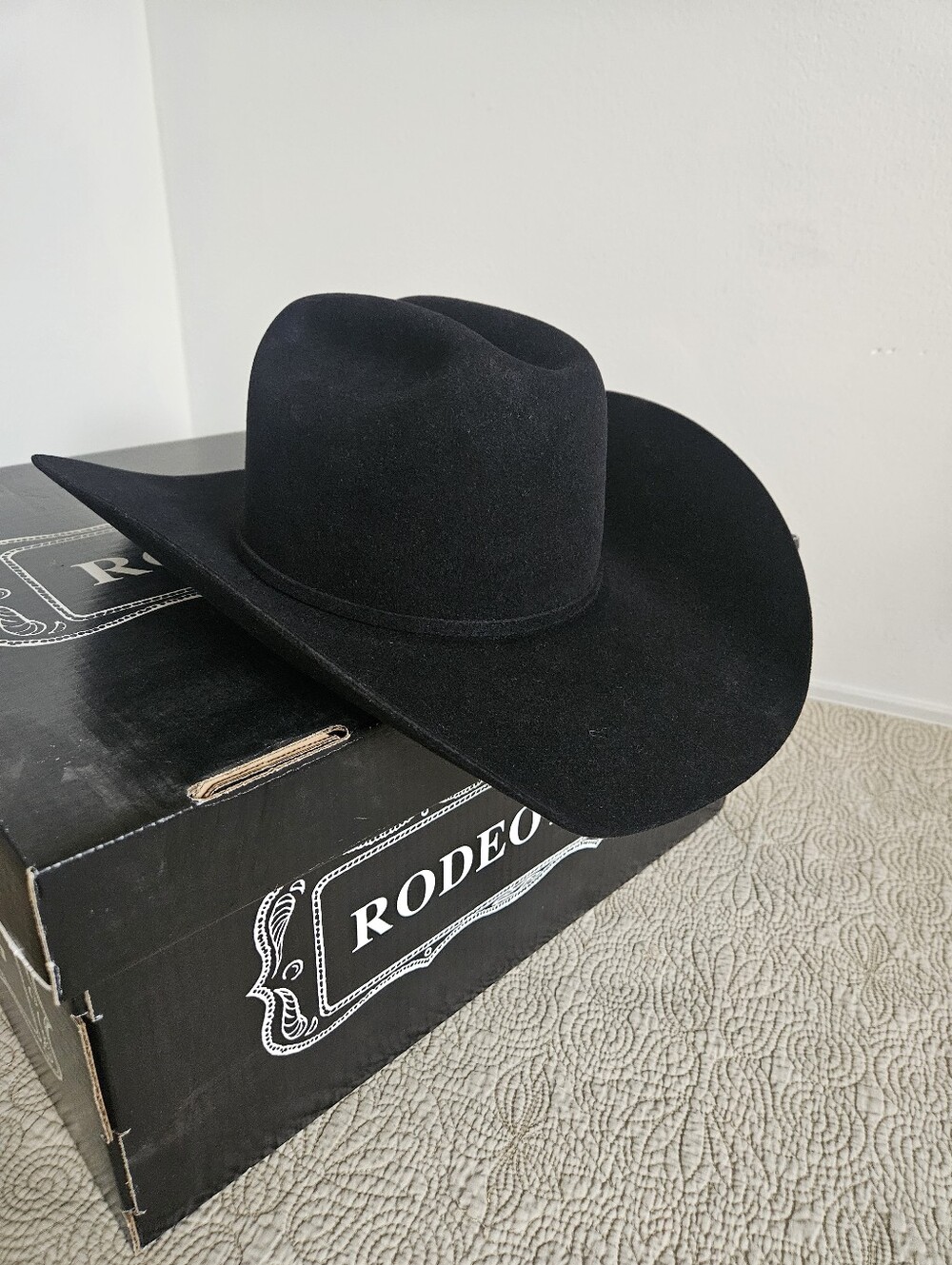 Rodeo King Men's Black Felt Western Hat Size 7-1/8, 7x - Picture 2 of 6